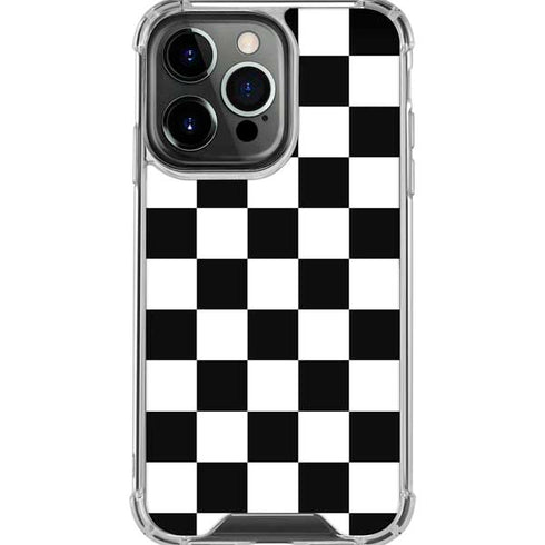 Black and White Checkered iPhone 16 Pro Max Clear Case